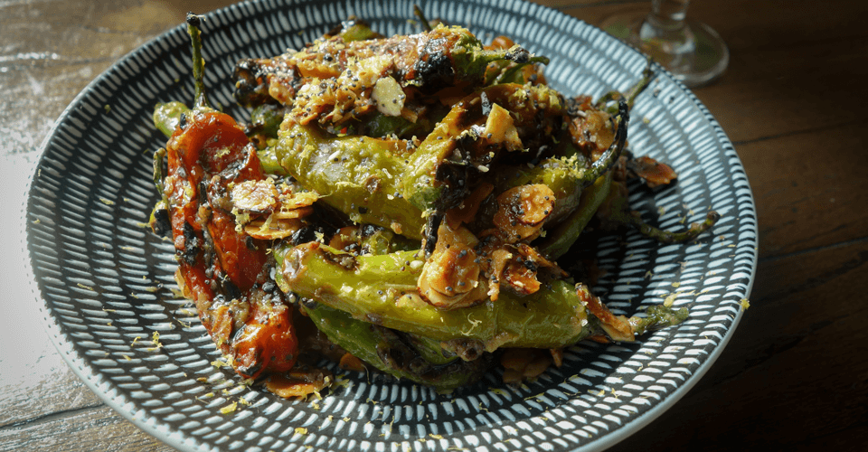 Grilled Shishito Peppers from Forbidden Root Brewery and Restaurant